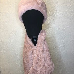 Pink FUR Infinity Scarf w/ MATCHING HEADBAND